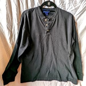 Savile Row Long Sleeve Henley With Buttons High-end Casual Size Large